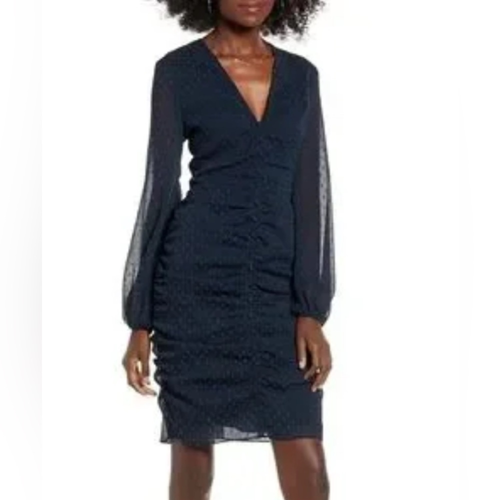 Leith Dress Ruched Polka Dots
